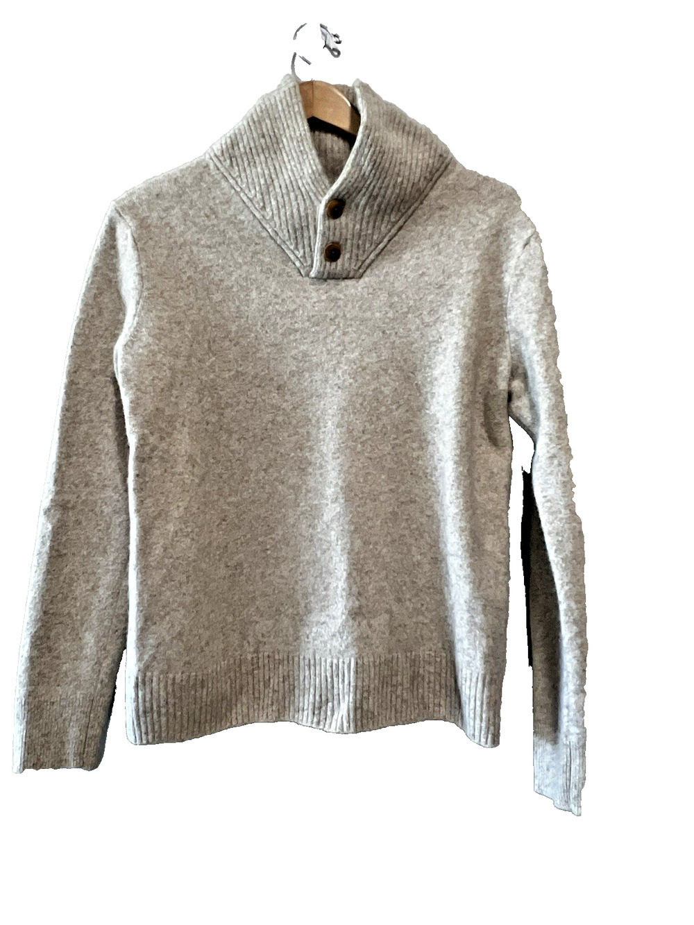 j.crew men's Rugged merino wool shawl-collar medium weight sweater oatmeal L